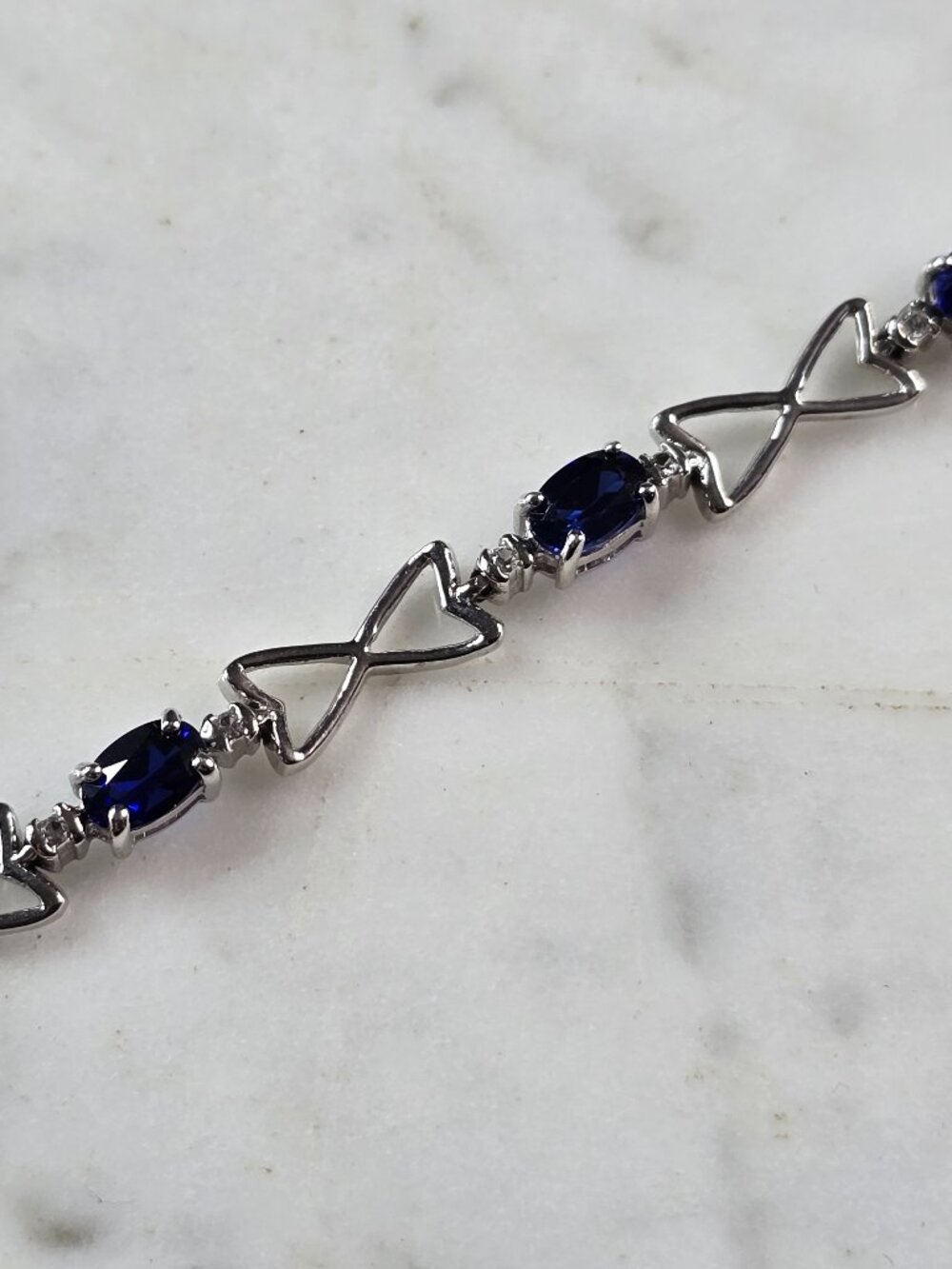 Womens Vintage Estate Sterling Silver Sapphire Modernist Bracelet 8.0g E3206